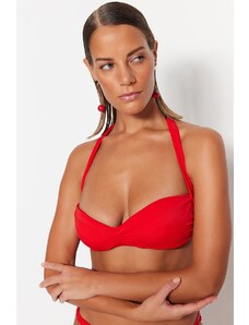 Top bikini plisat Trendyol Red Strapless