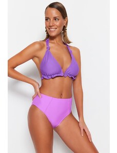 Trendyol Purple High Talie Bikini Bottoms cu picioare regulate