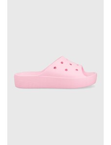 Crocs papuci Classic Platform Slide femei, culoarea roz, cu platforma, 208180 208180.6S0-6S0