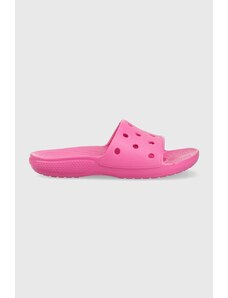Crocs papuci Classic Slide femei, culoarea roz 206121