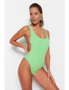 Trendyol Green Round Neck, Texturat Regular Leg Swimsuit