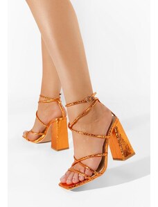 Zapatos Sandale cu toc gros Karine portocalii
