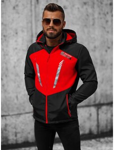 Jachetă softshell bărbați neagră-roșu OZONEE JS/HH022/1CZ