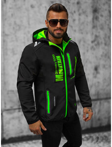 Jachetă softshell bărbați neagră-verde OZONEE JS/HH026/1AZ