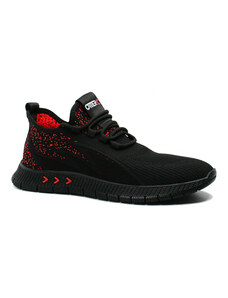 Sneakers Otter din material textil, negri cu detalii rosii OTR27090