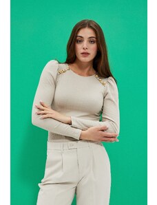 Moodo Ribbed knitted blouse with puffed sleeves
