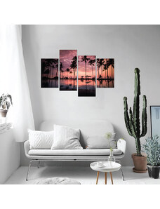 4 Decor Tablou canvas 4 piese - Palmtrees on sunset