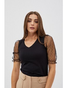 Moodo Blouse with decorative sleeves - black