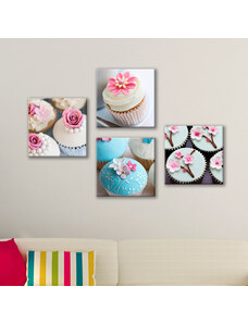 4 Decor Set de 4 tablouri : Cupcakes