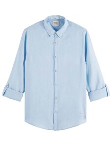 SCOTCH & SODA Cămaşă Linen Shirt With Sleeve Roll-Up 171612 SC0566 sky