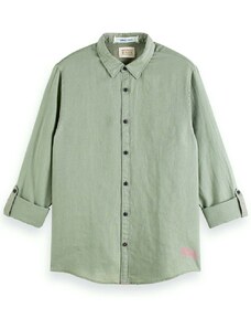 SCOTCH & SODA Cămaşă Linen Shirt With Sleeve Roll-Up 171612 SC0115 army
