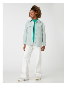 Jachetă supradimensionată Koton cu guler de cămașă cu mâneci lungi, buzunar detaliat.