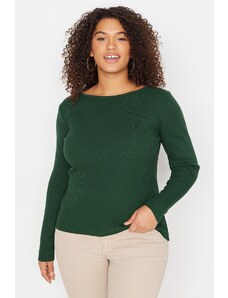 Trendyol Emerald Green Back V-Neck Chain Detailed Thin Knitwear Pulover