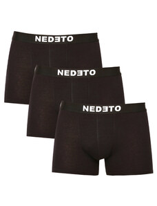 3PACK boxeri bărbați Nedeto negri (3NDTB001-brand) XXL