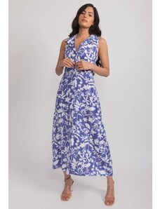 Aroop Floral Maxi Dress Collar Neck - Blue