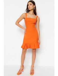 Trendyol portocaliu A-line mini rochie plisata plisata