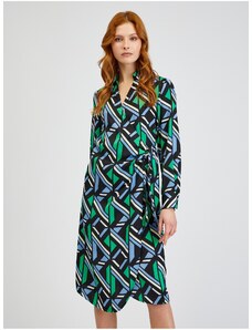 Orsay Green-Black Women Patterned Wrap Dress - Women