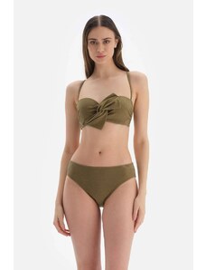 Top de bikini acoperit fără bretele verde Dagi