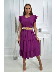 Kesi Dress with ruffles dark purple