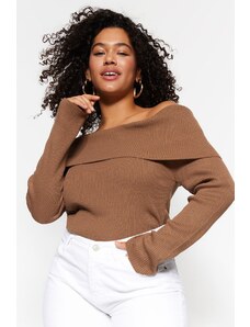 Trendyol Curve Mink Carmen Collar Knitwear Sweater