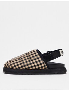 Good News Goodnews Namer quilted slip on mules in checkered print-Black