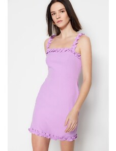 Trendyol Lilac montat mini țesut frilly țesut rochie