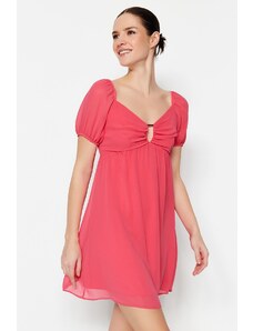 Trendyol roz mini căptușită țesută fereastră detaliu rochie țesută