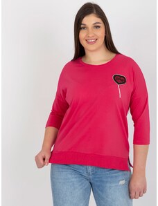 Fashionhunters Fuchsia women's blouse plus size with application