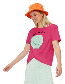 Tricou Mdm pentru Femei Knotted T-Shirt With Smile Print 64208304_125 (Marime: L)