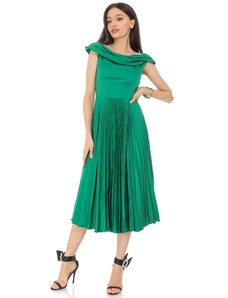Rochie elegantă Closet, DR4514 Verde cu fusta plisată