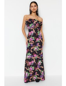 Trendyol Multi Color țesute cu model floral rochie lungă de seară