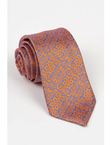 GAMA Cravata albastra cu imprimeu paisley portocaliu