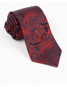 GAMA Cravata din matase naturala bleumarin cu model floral visiniu