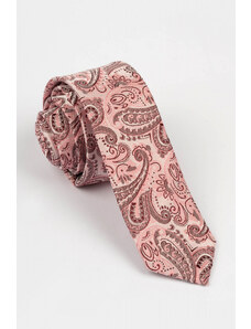 GAMA Cravata ingusta roz cu imprimeu paisley
