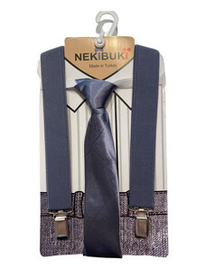PONTZY Bretele cu cravata, Gri, reglabile
