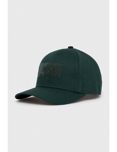 Alpha Industries șapcă din bumbac culoarea verde, cu imprimeu 168903.610-NavyGreen