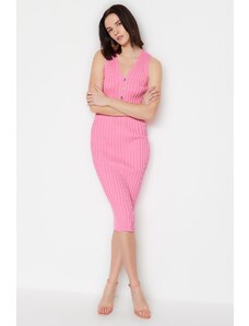 Rochie detaliata Trendyol Pink Midi Knitwear