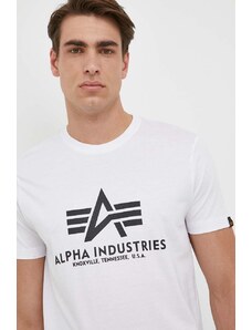 Alpha Industries tricou din bumbac Basic T-Shirt culoarea alb, cu imprimeu 100501.09-White