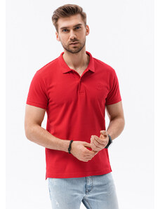 Ombre Tricou polo bărbătesc din tricot piqué - roșu V22 S1374