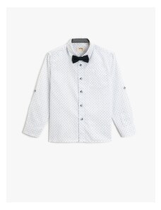 Koton Shirt with Bow Tie Long Sleeved One Pocket Detail Cotton