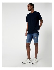 Koton Ripped Denim Shorts Tiered Legs Detailed With Buttons.
