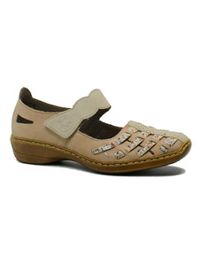 Pantofi comozi dama Rieker bej din piele naturala RIK41369-60
