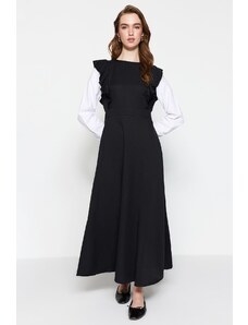 Rochie tricotată neagră trendyol cu mâneci detaliate cu volane