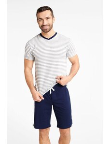 Henderson Pijamale bărbați Weal alb-albastru cu dungi