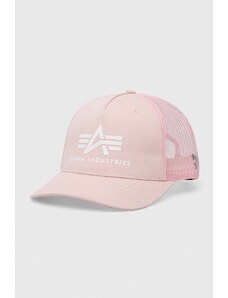 Alpha Industries șapcă din bumbac culoarea roz, cu imprimeu 186902.640-PalePeach