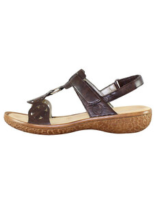 Sandale dama, Rieker, V69T7-25-Maro, casual, piele ecologica, cu talpa joasa, maro (Marime: 36)