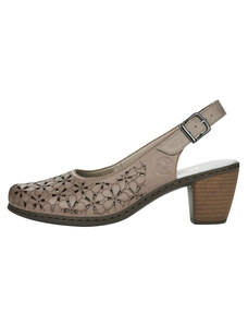 Pantofi dama, Rieker, 40981-64-Bej, casual, piele naturala, cu toc, bej (Marime: 40)