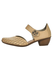 Pantofi dama, Rieker, 43760-60-Bej, casual, piele naturala, cu toc, bej (Marime: 40)