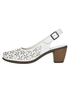 Pantofi dama, Rieker, 40981-80-Alb, casual, piele naturala, cu toc, alb (Marime: 40)