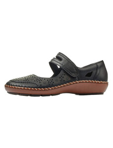 Pantofi dama, Rieker, 44875-00-Negru, casual, piele naturala, cu talpa joasa, negru (Marime: 40)